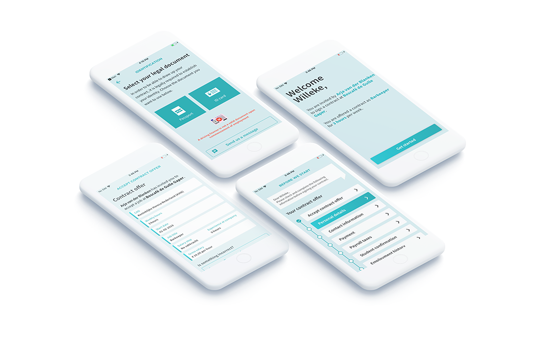 Kolibrie payroll app and web mockups